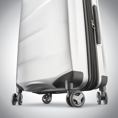 Samsonite Carry-On Pro Front Pocket Hardside Expandable 21-Inch Octiv Luggage: Durable & Impact Resistant, 360° Aero Trac Spinner Wheels, Adjustable Telescopic Handle, TSA Approved Lock - Silver