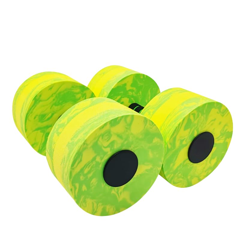 Aquatic Exercise Dumbbell Set of 2 for Water Aerobics, High-Density EVA-Foam Water Weights, Pool Fitness Equipment for Unisex Adults