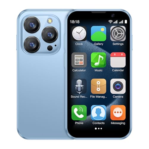 XS18Pro 3G Mini Smartphone 3.0 Inch WiFi GPS Quad Core Android 8.1 Cute Palm Smartphone Slim Body HD Camera Dual Sim Compatible with Google Play 2GB RAM 16GB ROM China Mobile (Light Blue)