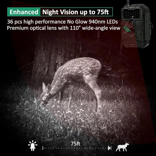 GardePro E6P Trail Camera WiFi Bluetooth, 48MP 1296p Game Cameras with 8000mAh Rechargeable Battery Pack, Night Vision Motion Activated