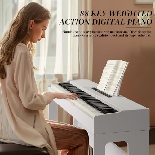 Ktaxon Digital Piano 88-Key Weighted Action Electric Piano with 3-Pedal Unit, Double Bluetooth, Split/Touch/Transpose Control Functions(Black)