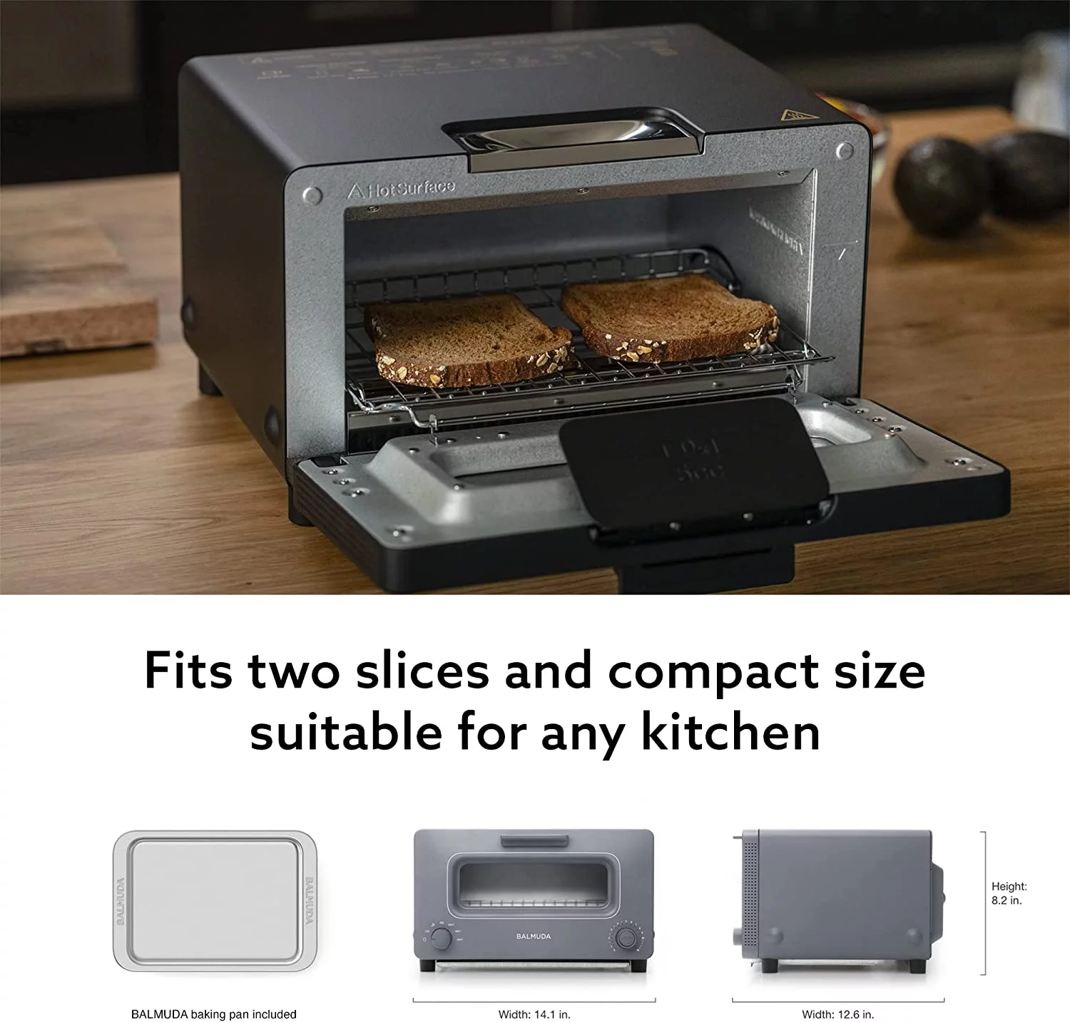 OUWI The Toaster | Steam Oven Toaster | 5 Cooking Modes - Sandwich Bread, Artisan Bread, Pizza, Pastry, Oven | Compact Design | Baking Pan | K01M-GW | Gray | US Version