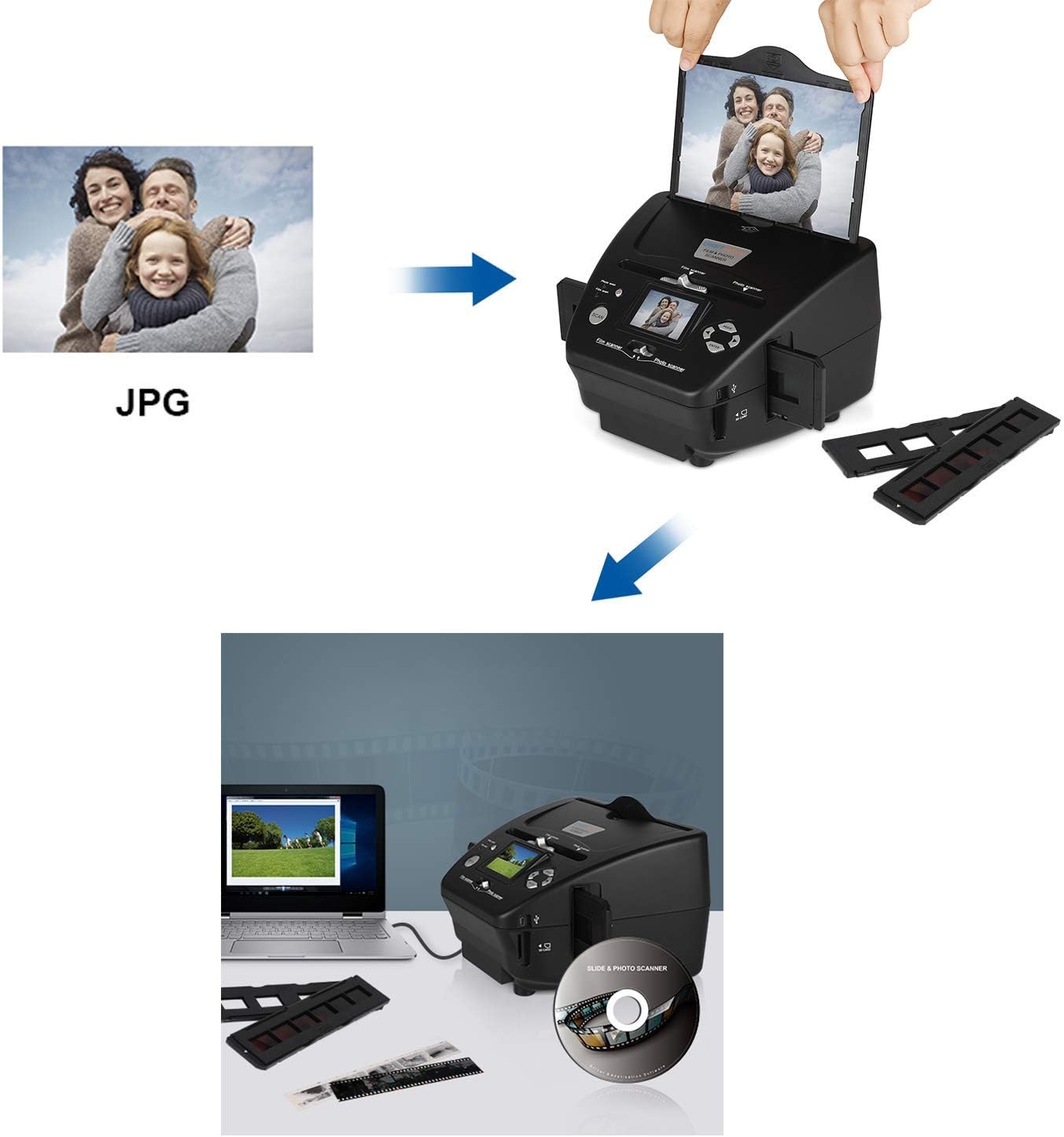DIGITNOW All-in-One High Resolution 16MP Film Scanner, with 2.4