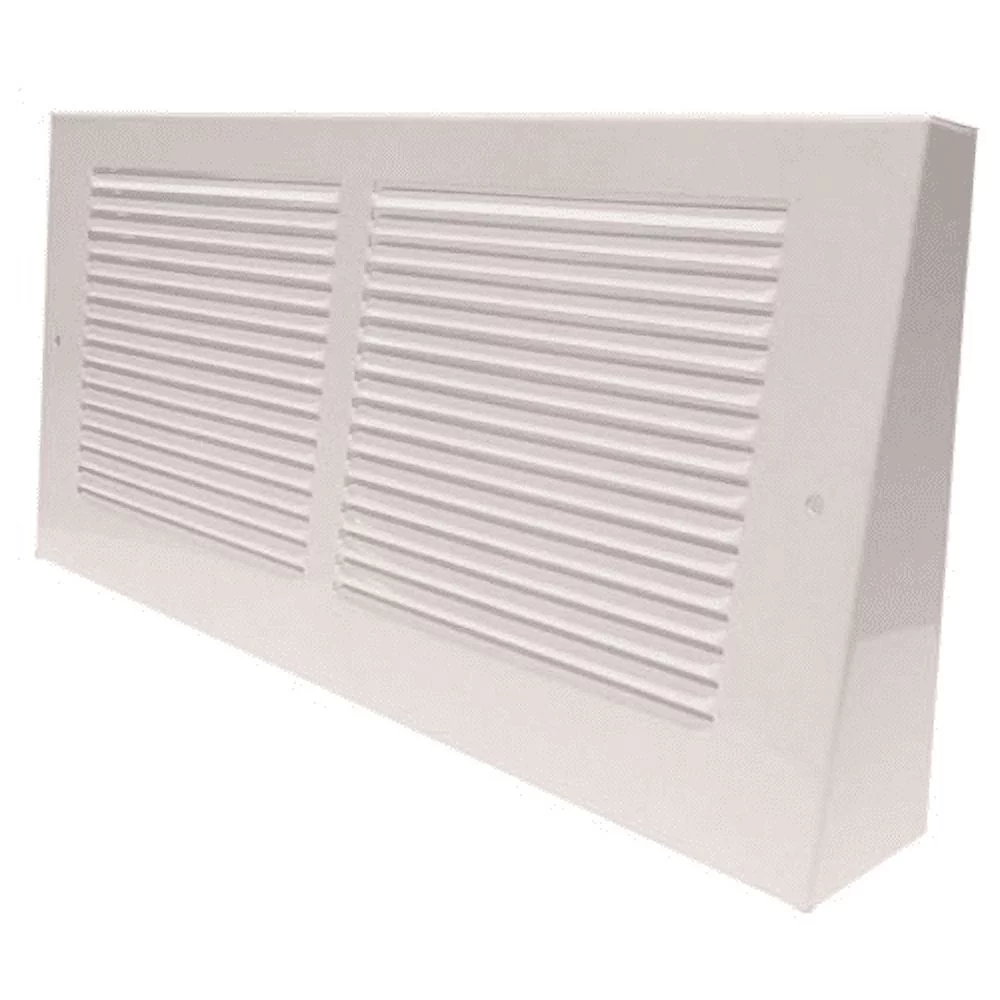 14in x 8in Imperial White Steel Triangular Baseboard 2in Projection Grill - Overall 15 1/4in x 9 1/2in