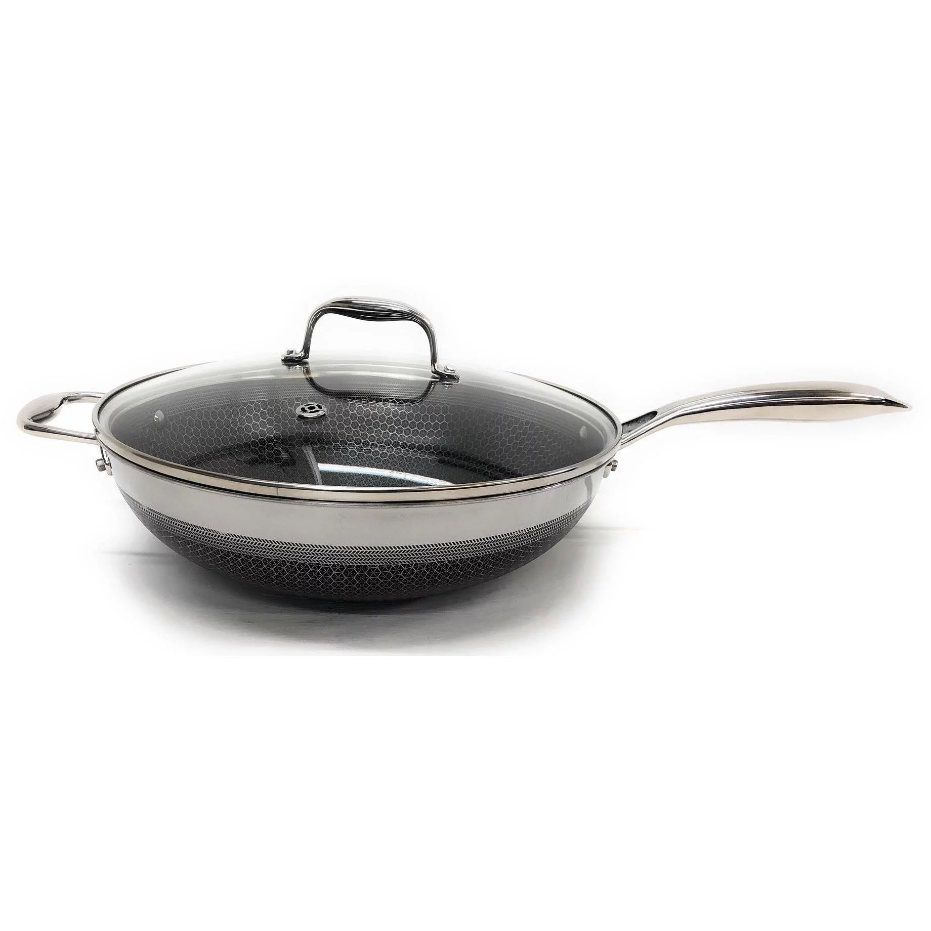 Hexclad Commercial 7 Piece Cookware Pan Set, Hybrid, Nonstick Tri-Ply, Stainless Steel