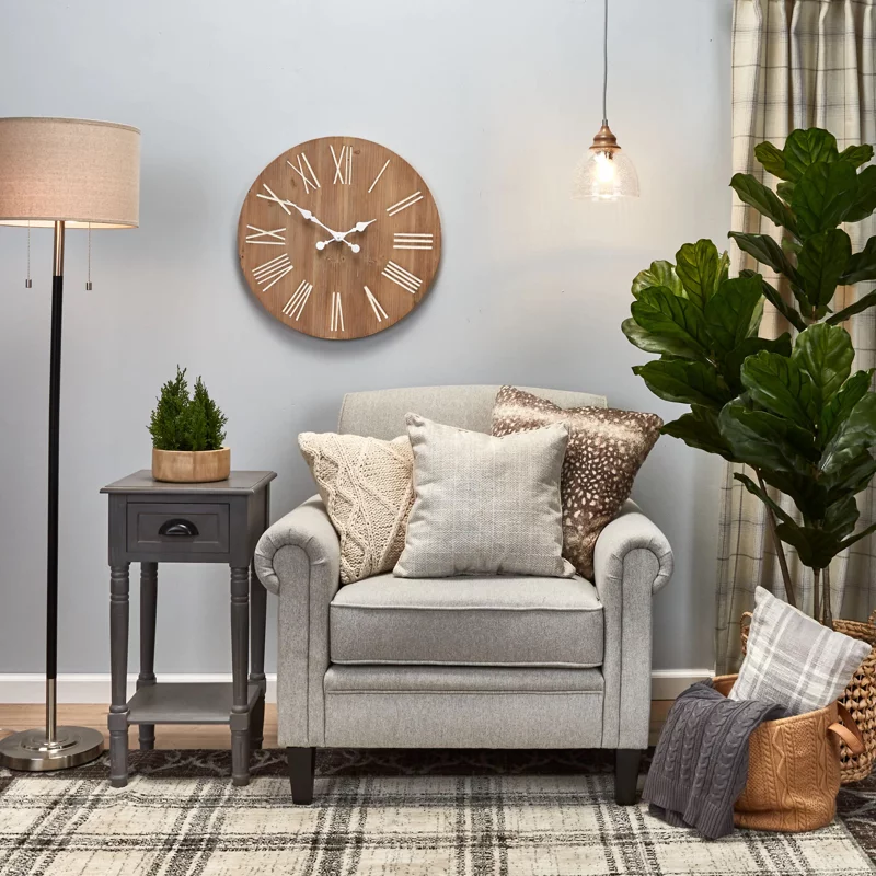 KOWO Upholstered Rolled Arm Accent Armchair gray