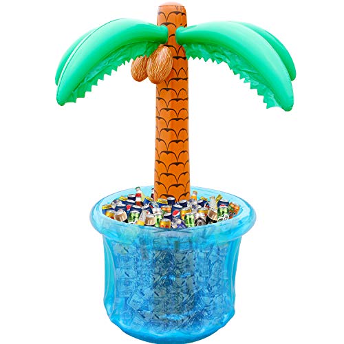 PARENTSWELL Inflatable Palm Tree for BBQ, Picnic, Pool Party, Bachelorette Supplies, Floating Cooler for Hawaiian Luau Tropical Summer Parties Decorations (2 Pack)