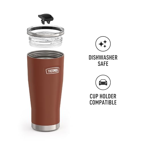 THERMOS ICON SERIES, Stainless Steel Cold Tumbler with Slide Lock, 24 Ounce, Sandstone