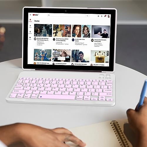 2 in 1 Tablet 10 Inch Android 14 Tablets, Tablet with Keyboard, Mouse, Case, Stylus, 64GB ROM+8GB RAM, 2MP+8MP Dual Camera, Quad Core Processor, 6000mAh Battery, 10.1 in FHD Tab Black Tableta