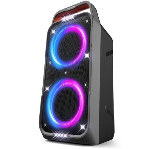 Portable Bluetooth Speaker: 240W Peak Powerful Loud Sound Deep Bass Wireless Boombox Large Subwoofer 15 Hours Battery Life Fast Charging with Led Light Show for Party Outdoor Camping Backyard
