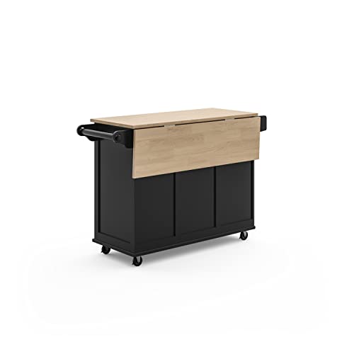 Homestyles Dolly Madison Off-White Mobile Kitchen Island Cart with Wood Drop Leaf Breakfast Bar