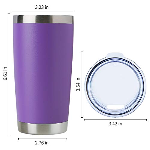 DOMICARE 20oz Stainless Steel Tumbler Bulk with Lid, Double Wall Vacuum Insulated Travel Mug, Powder Coated Coffee Cup, Powder Black, 8 Pack