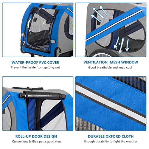 PEXMOR Dog Bike Trailer, Folding Pet Dog Trailer Cart for Bicycle, Bike Cargo Wagon Carrier w/Universal Hitch & 20