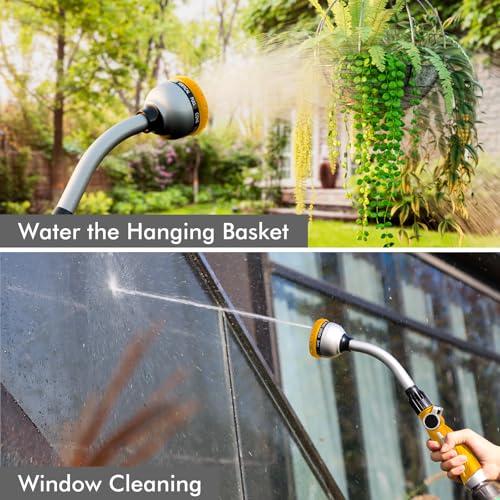 RESTMO Watering Wand Heavy Duty, Metal Garden Hose Wand with 10 Spray Patterns, 15-Inch Long Hose Nozzle Sprayer with Thumb Flow Control, Ideal to Water Hanging Baskets and Shrubs