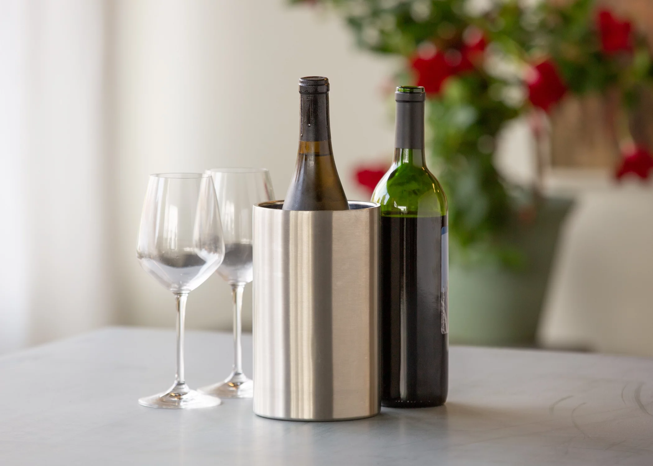 Service Ideas WC1 Wine Chiller, Stainless Steel, Double Wall, Brushed Silver
