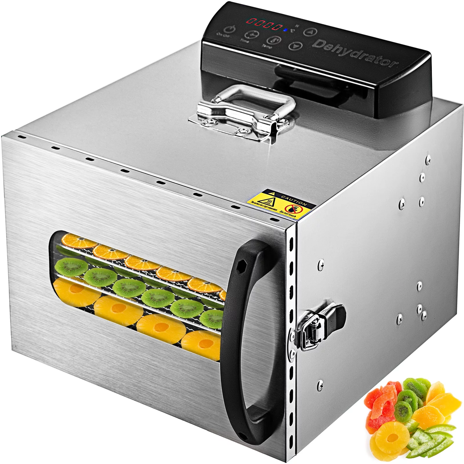 VEVOR Food Dehydrator Stainless Steel 6 Trays Jerky Digital Control with Timer Temperature Control Fruit Meat Vegetable Tea Commercial Dehydrator Safety Heat Proof Handle