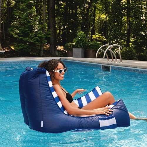 Big Joe Captain's Float No Inflation Needed Pool Lounger, Double Sided Mesh, Quick Draining Fabric