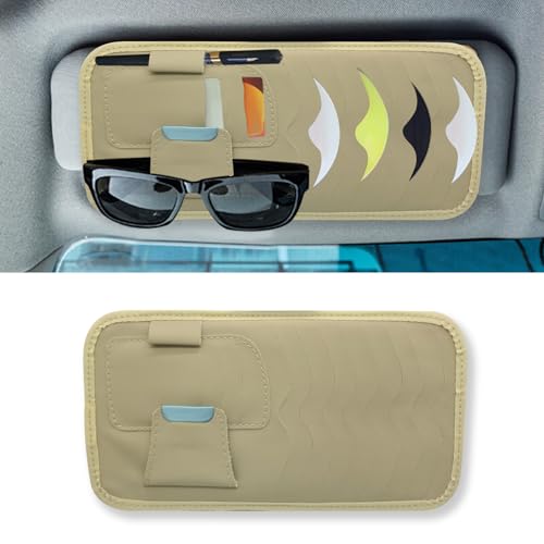 CHRYMUM Visor Accessories Car Sun Visor Organizer, Car CD Case Holder, Universal Sun Visor Organizer, Car Sun Visor Organizer Leather Holder, Large Capacity CD Visor Case for Cars