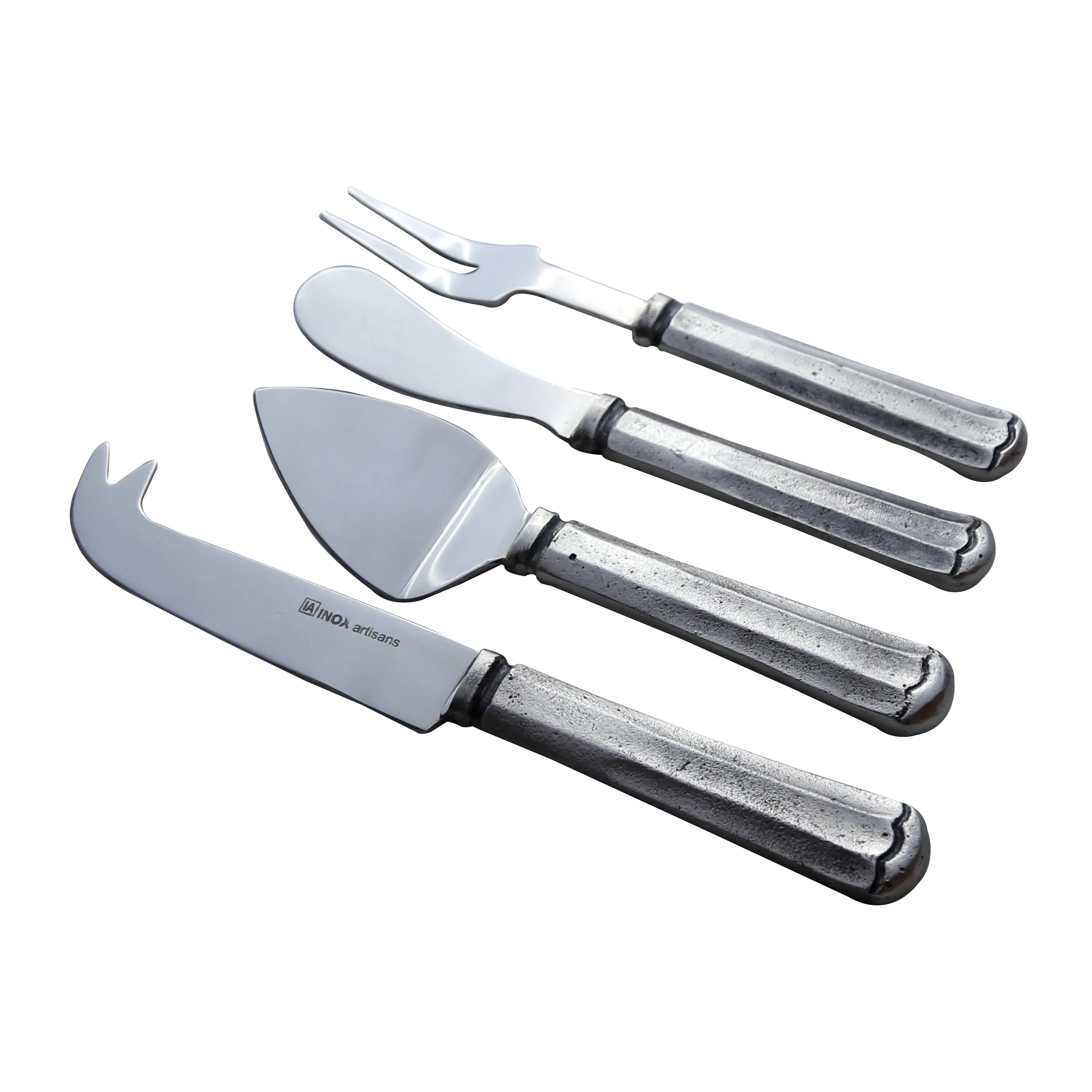 Inox  Maharaja Design 4-piece Silver Antique Cheese Accessories Set