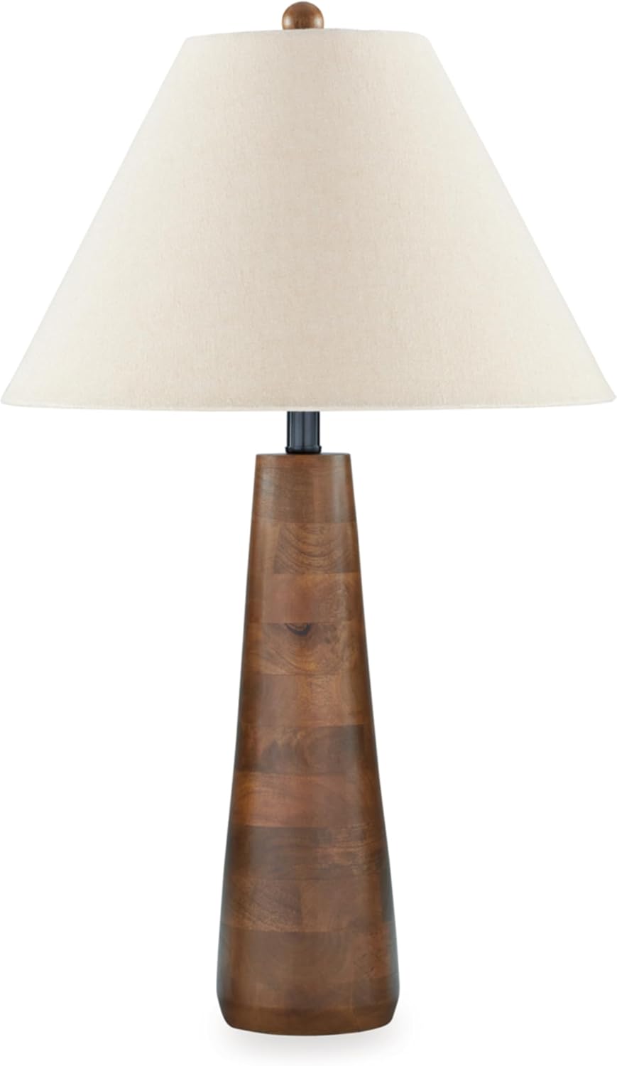 Signature Design by Ashley Danset Contemporary Wood Table Lamp with 3-Way Switch, Light Brown