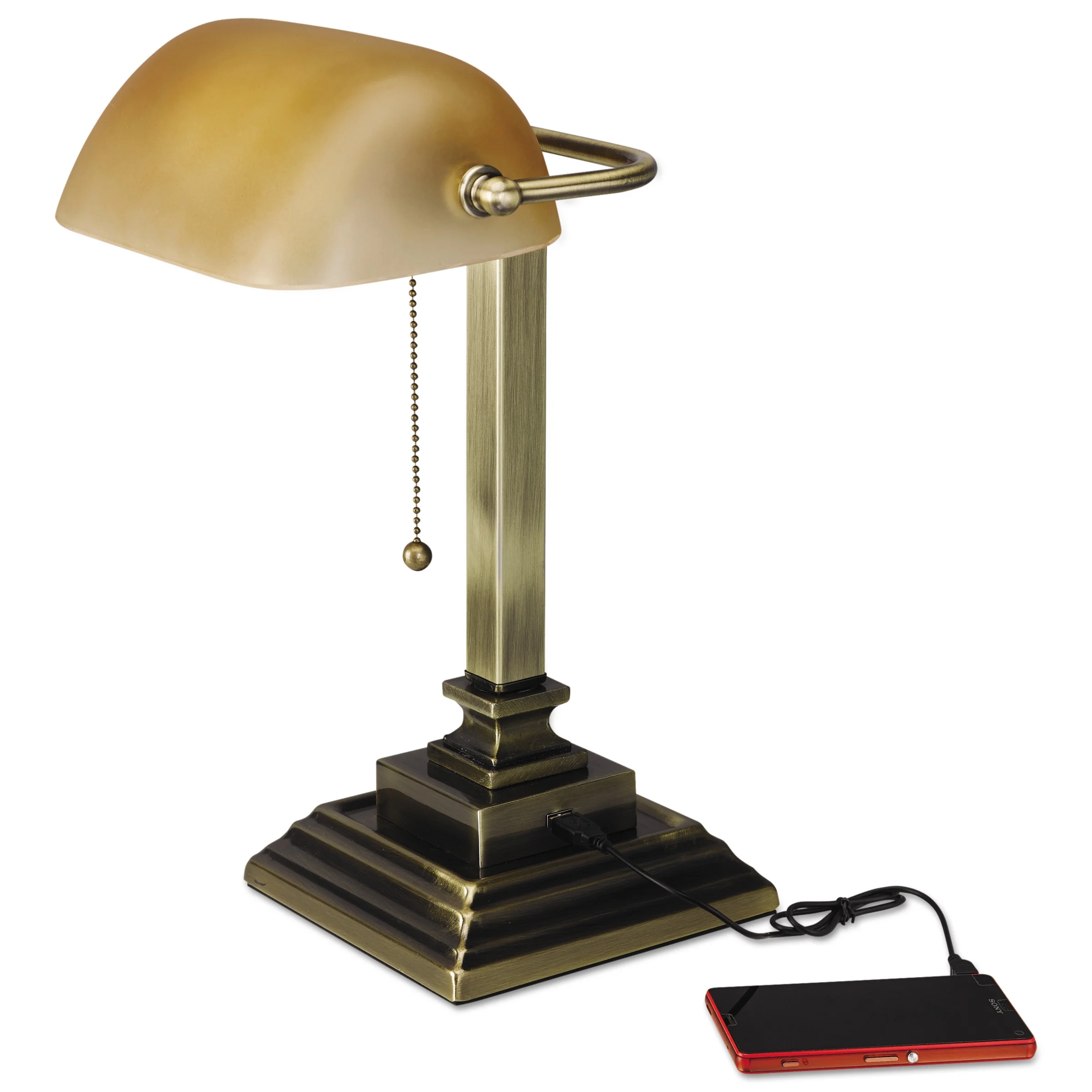 Alera Traditional Banker's Lamp with USB, 10