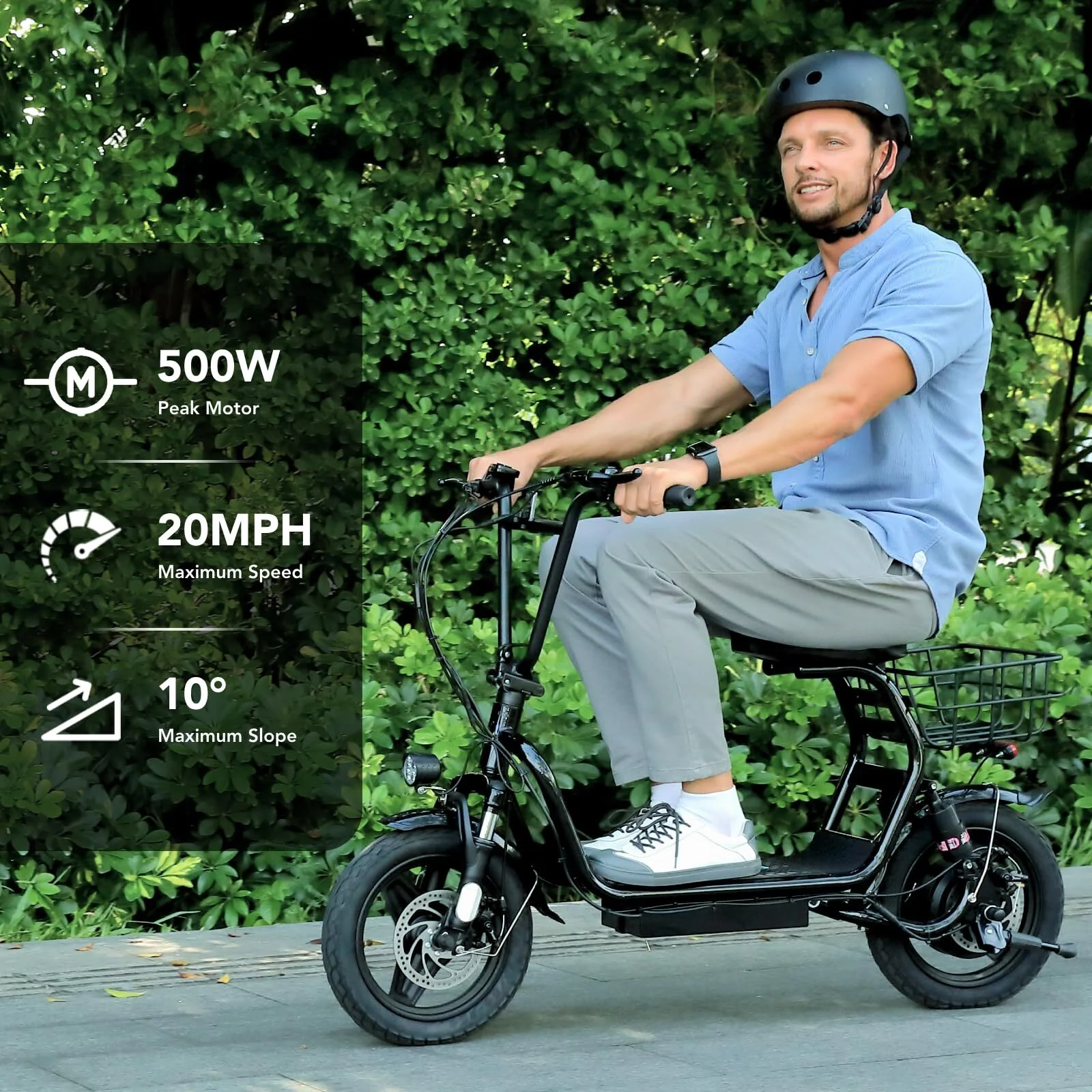 Caroma Peak 500W Adults Electric Scooter with Seat, 14