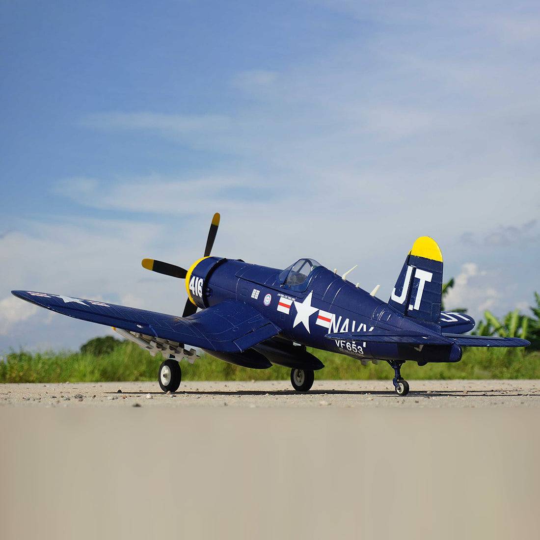 1200mm Wingspan RC Airplane War Plane Fighter Model with Auto Landing Gear – PNP (Navy Blue)