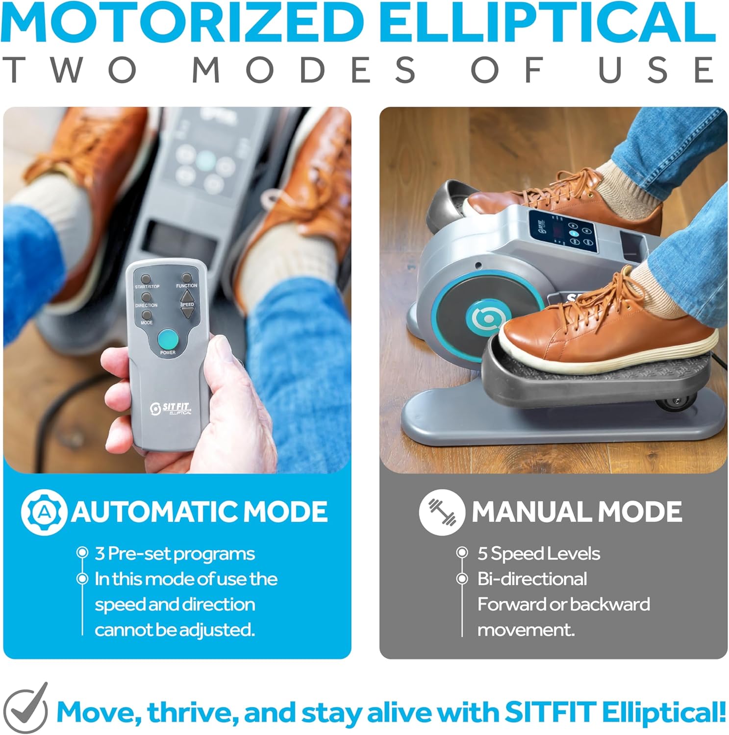 SITFIT Leg Exerciser While Sitting for Seniors, Under Desk Elliptical Machine, Leg Exercise Machine, Portable Motorized Pedal Exerciser with Remote Control, Fully Assembled for Rehabilitation