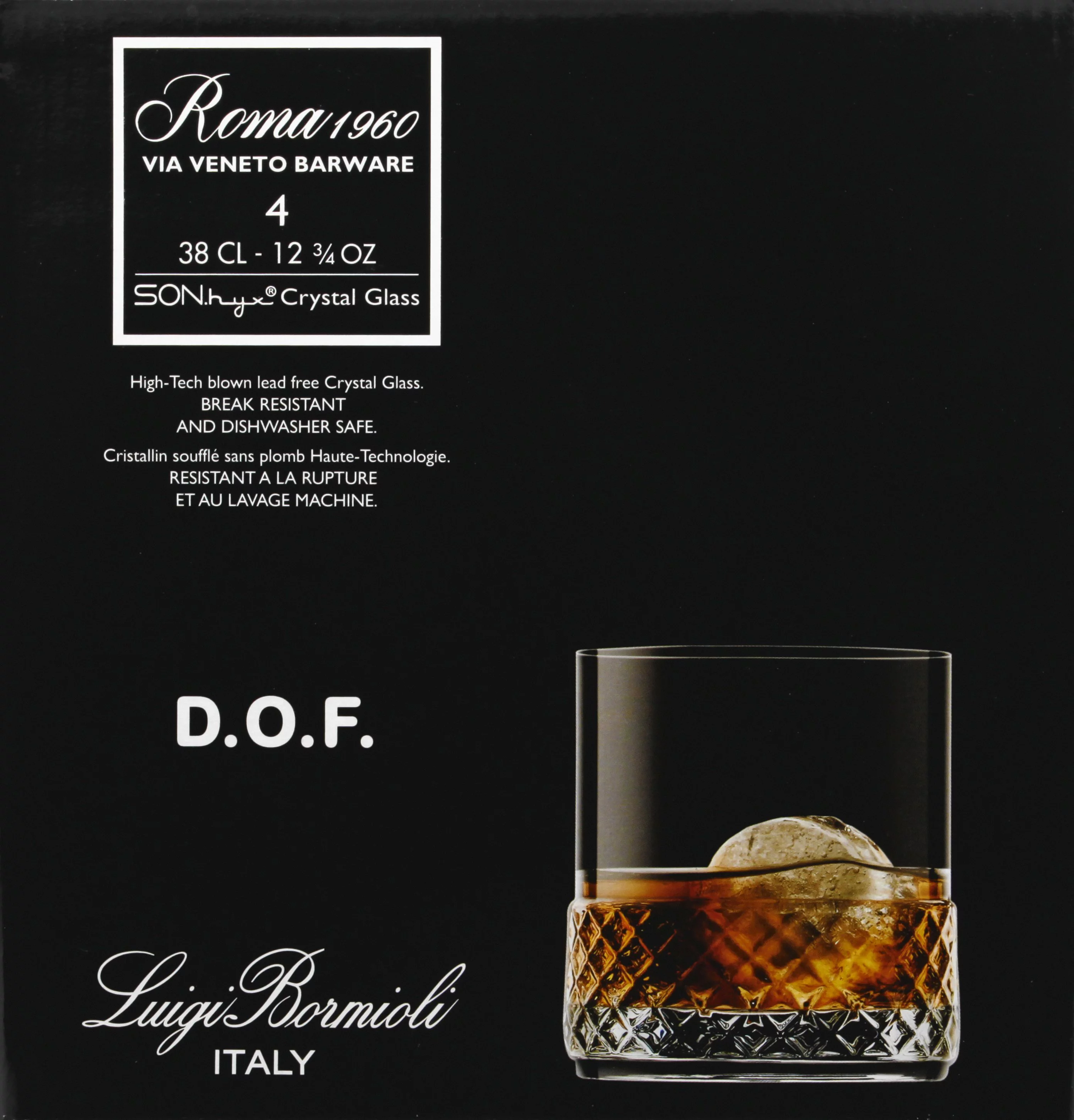 Luigi Bormioli Roma 1960 12.75 Oz Dof Drinking Glasses Set of 4
