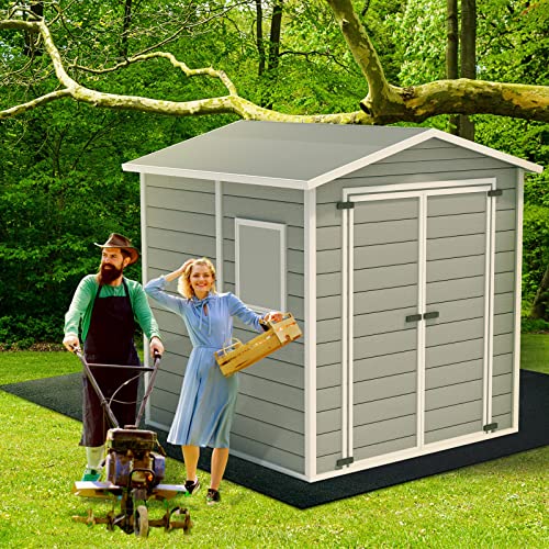 Haull Outdoor Storage Shed Floor Moat Waterproof Outdoor Carport Mat Thickened Soft Patio Furniture Pad Washable with Non Slip Backing, Storage Shed Not Included(6 x 8.2 ft)