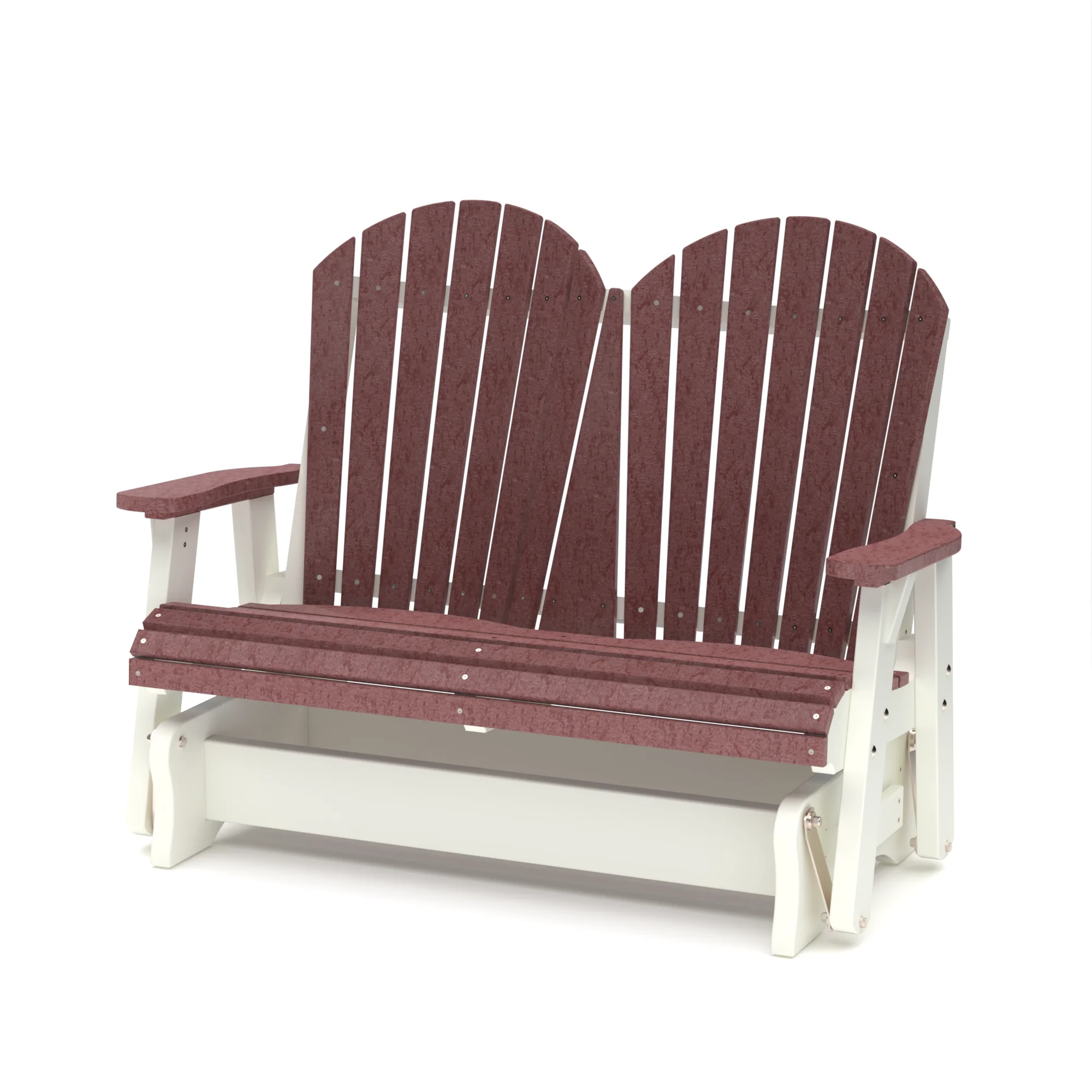 Wildridge Heritage Double Glider, Cherrywood and White, Outdoor Weather Resistant Poly Patio Furniture