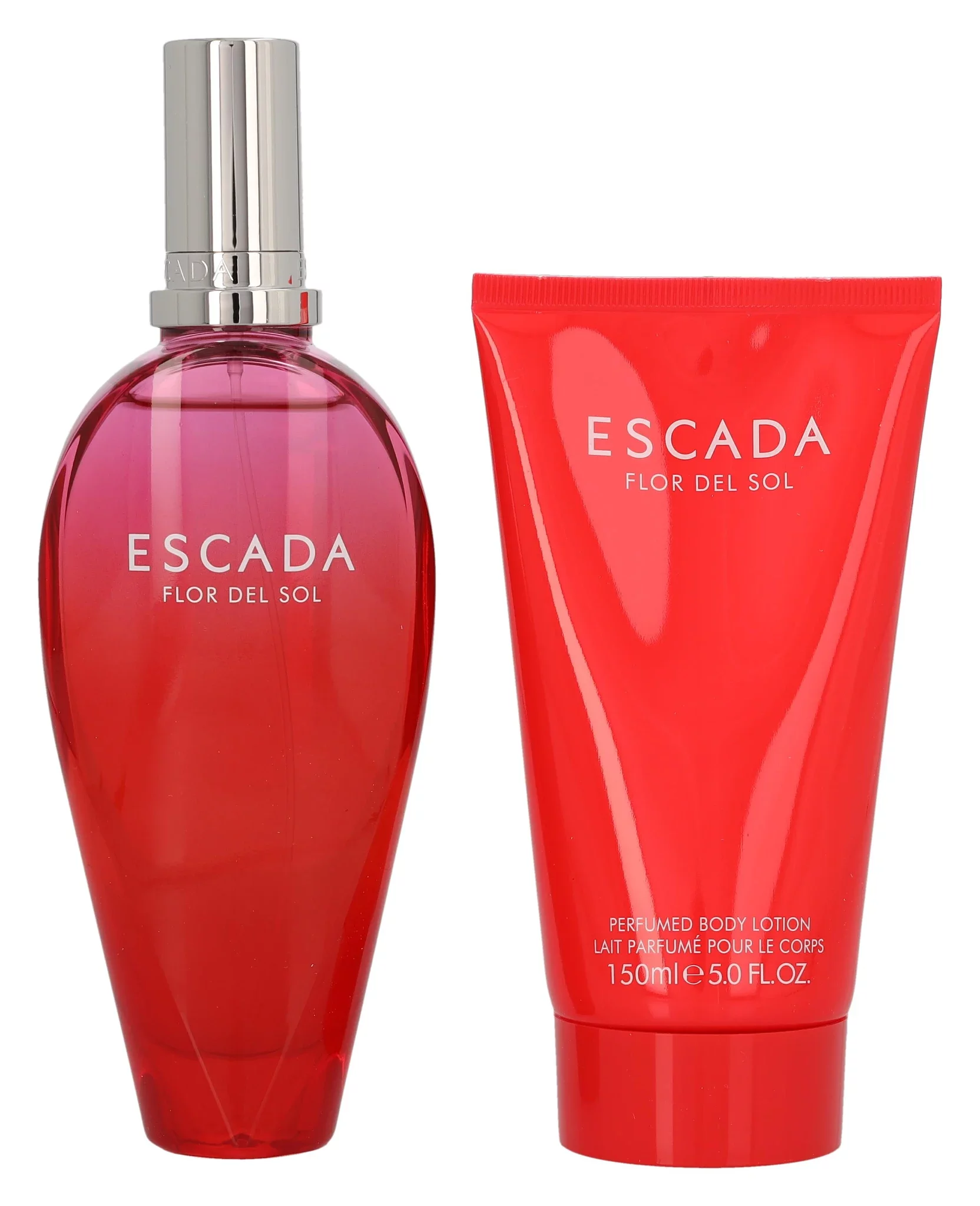 ESCADA FLOR DEL SOL 3 PCS SET: 3.3 EAU DE TOILETTE SPRAY + 5 OZ PERFUMED BODY LOTION + CLUTCH BAG (PICTURE BOX)