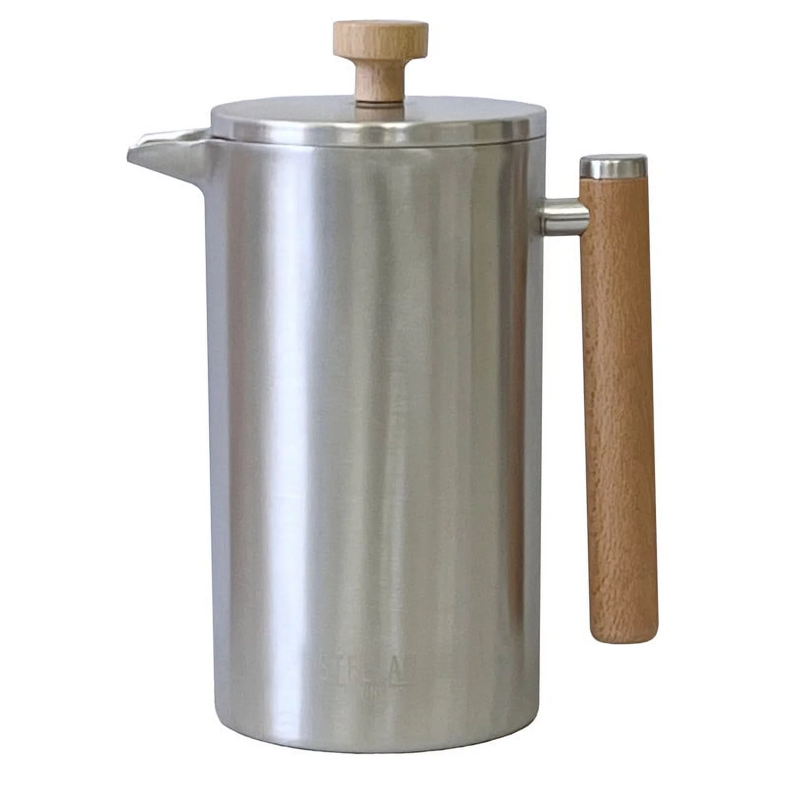 French Press Coffee Maker, Maximum Flavor Coffee Brewer with Superior Filtration, 2 Cup Capacity, Silver with Wood Finish, ABN5M010-SSW