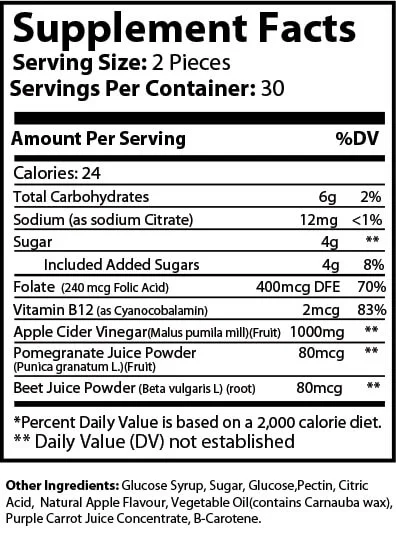 Premium Nutrition Apple Cider Vinegar Gummies Vitamins 5 oz - For Weight Loss