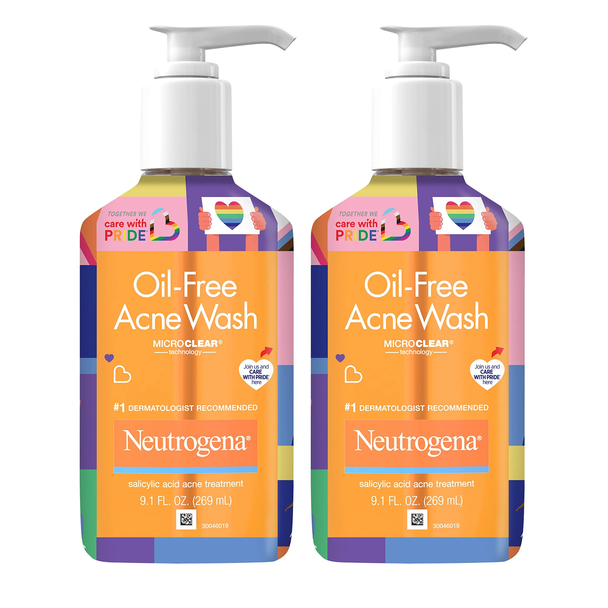 Clear Skin Delight: Neutrogena Oil-Free Acne Fighting Facial Cleanser - 2% Salicylic Acid Treatment, Daily Oil Free Face Wash - Special Care Edition, 9.1 Fl. Oz - Value Two Pack