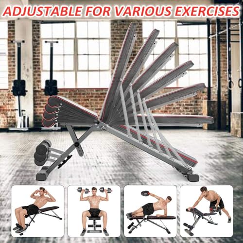 YOLEO Adjustable Weight Bench, Foldable Full Body Workout Benches Strength Training Folding Bench 330 lbs Weights Capacity, Decline/Incline/Flat, Exercise Equipment, Fitness Bench for Home Gym Machine