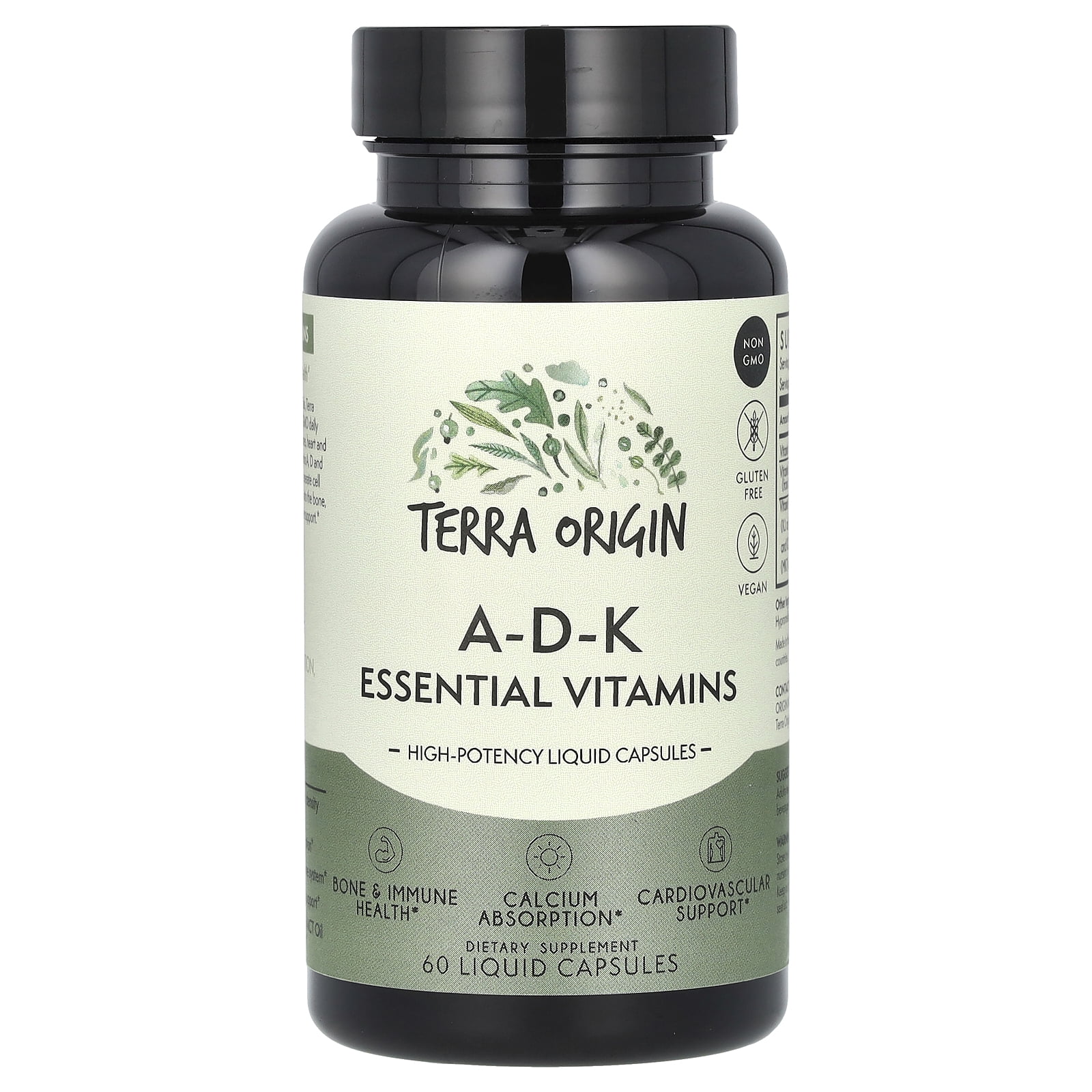 Terra Origin A-D-K Essential Vitamins, 60 Liquid Capsules