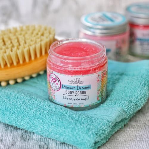 Bella & Bear Unicorn Dream Body Scrub - Vegan, Cruelty-Free, Paraben-Free Exfoliating Sugar Scrub for Smooth Skin - Mango, Pineapple & Vanilla