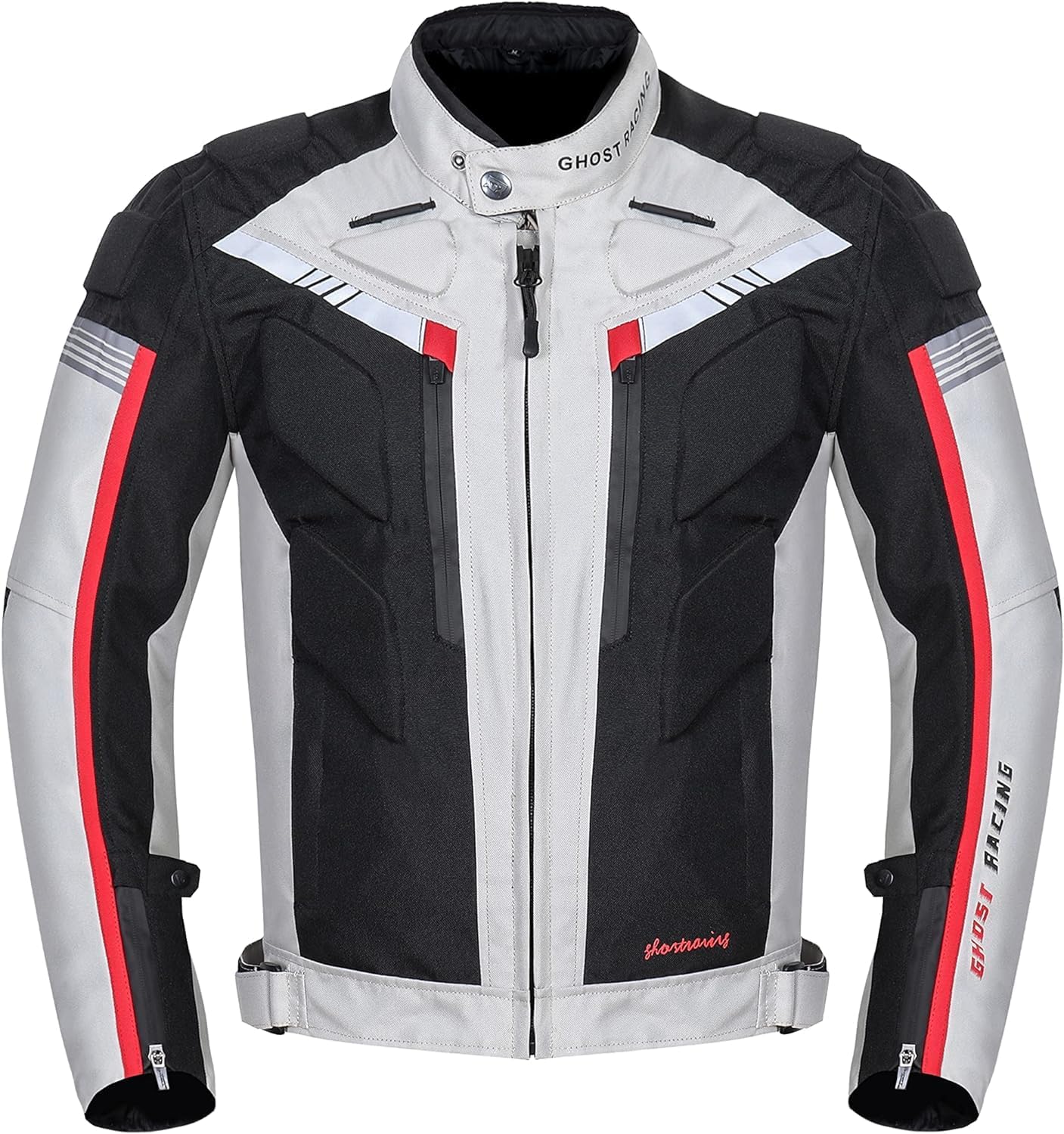 Motorcycle Jacket And Trousers Set, Waterproof Motocross Riding Jacket Windproof Touring Protective, Autumn Winter for Men and Women Racers Motorbike Clothing,L,Grey