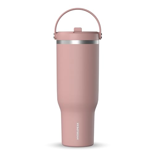Hydrapeak Nomad 24 oz Tumbler with Handle and Straw Lid, Leakproof, Double Insulated, 24oz Cup Stainless Steel (Blush)