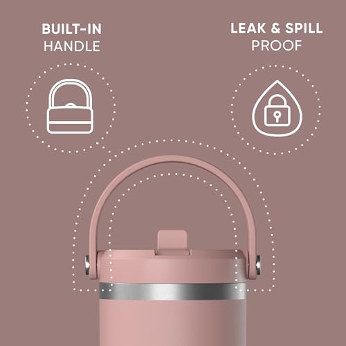 Hydrapeak Nomad 24 oz Tumbler with Handle and Straw Lid, Leakproof, Double Insulated, 24oz Cup Stainless Steel (Blush)