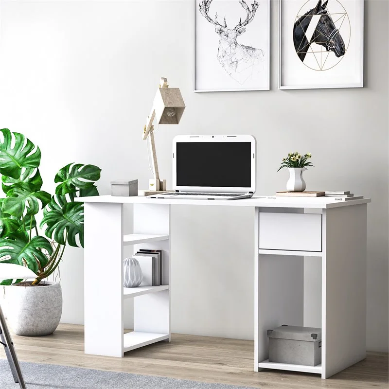 Mod-Arte Arma MDF and Engineered Wood Office Desk with Storage in White