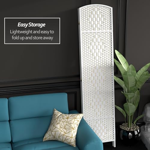 Red Lantern 7 ft. Tall Diamond Weave Dark Beige-6 Panels Room Divider