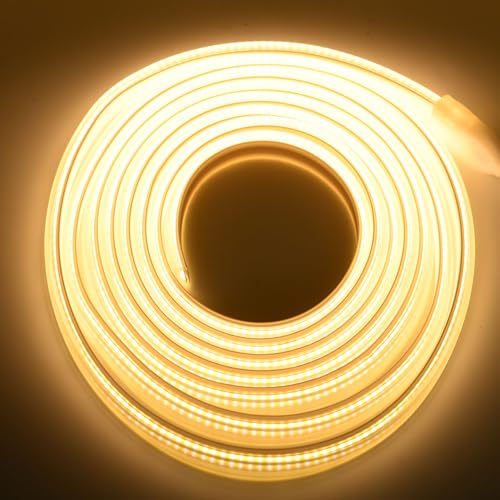 SUYOOULIN LED Strip Lights, 30ft/9m AC110-130V High Density 2592 LEDs COB Light Strip, 26000LM Super Bright Dimmable Waterproof LED Rope Light (Cool White 6500K)