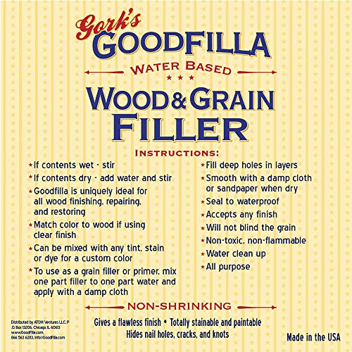 Water-Based Wood & Grain Filler - Neutral Base - 1 Quart By Goodfilla | Replace Every,Filler & Putty | Repairs, Finishes & Patches | Paintable, Stainable, Sandable & Quick Drying