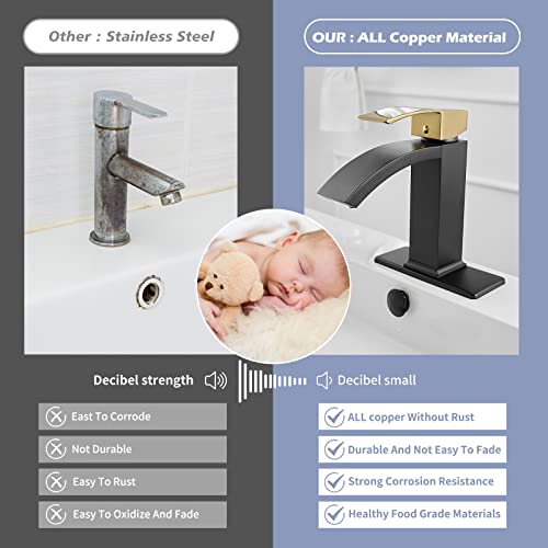 Brushed Nickel Vessel Sink Faucet, Waterfall Bathroom Faucets, Tall Spout Single Handle Single Hole Bathroom Faucets with Pop Up Drain and Without Overflow Basin Faucet Supply Line