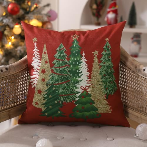 DFXSZ Christmas Pillow Covers 20x20 Inch Set of 2 Tree Decorative Green Throw Pillows Winter Decor for Home Couch TH-50B20