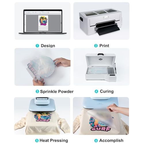 DTF Printer Machine - with XP600 Printhead, Faster Speed Higher Resolution 5760 * 1440dpi, T Shirt Printer DTF Transfer Machine with Roll Feeder, White Ink Mixing System (L8050)