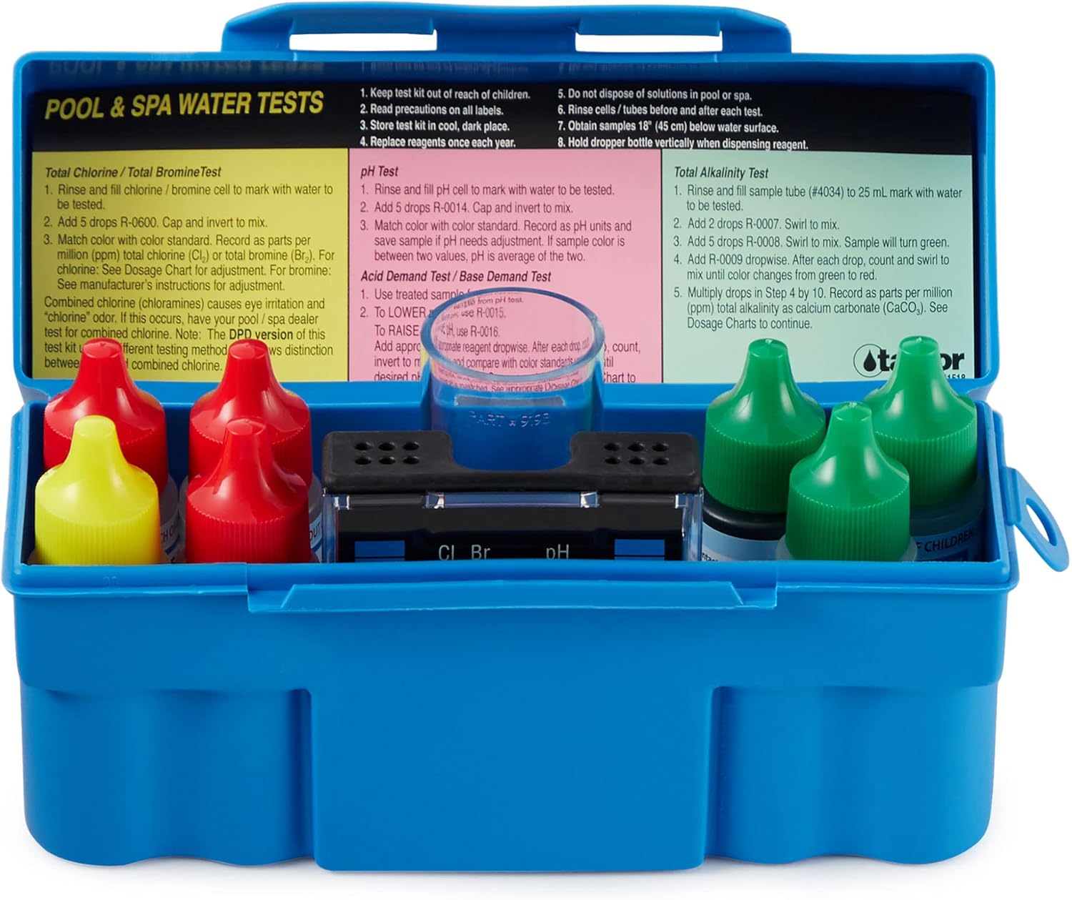 Taylor K-1003 Safety Plus Swimming Pool Chlorine Bromine pH Alkalinity Test Kit