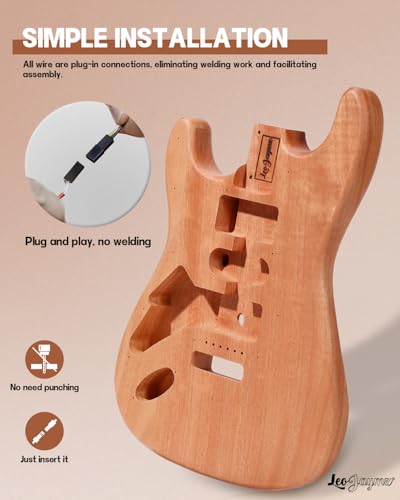Leo Jaymz DIY Single Cut Electric Guitar Kits with Mahogany Body and Neck - Rosewood Fingerboard and All Components Included (LP Hollow)